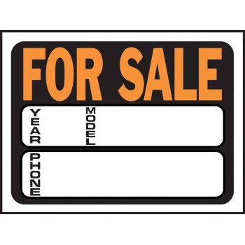 Hy-Ko 3031 Car For Sale Sign, Plastic 9" x 12"