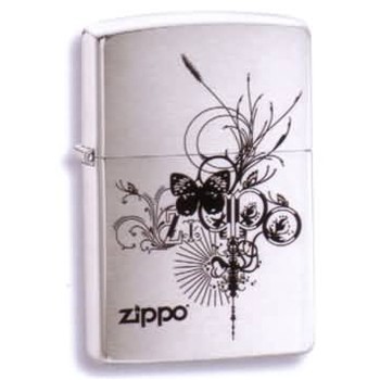 Brushed Chrome, Zippo Butterfly