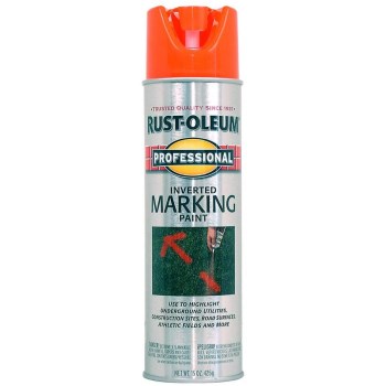 Rust-Oleum Inverted Tip Marking Paint, Fluorescent Red/Orange - 15 oz