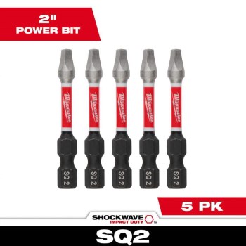 #2    Milwaukee Shockwave Square Recess Bit     2"   5pk
