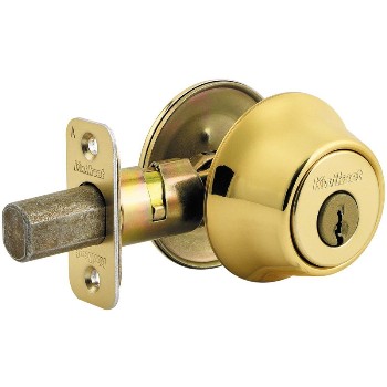 Single Cylinder Deadbolt, Polished Brass