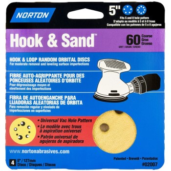 Norton 076607020079 02007 60 5x5 8 Hole Sand Disc