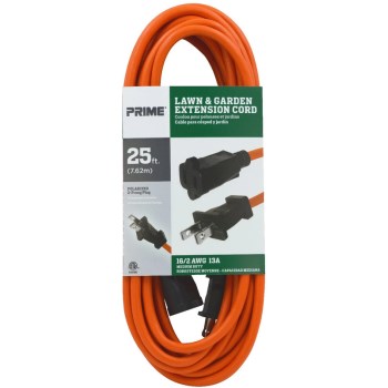 16/2 Polarized Outdoor Extension Cord, Orange - 25 Ft