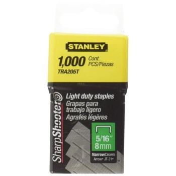 Narrow Crown Staples, Light Duty - 5/16"