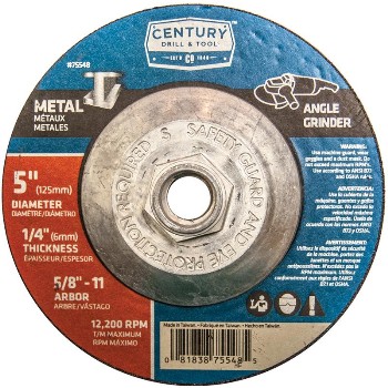 Century Drill & Tool   75548 5x1/4 Metal Grind Wheel