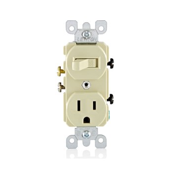 Combo Switch and Outlet, Grounded - 15 Amp, Light Almond