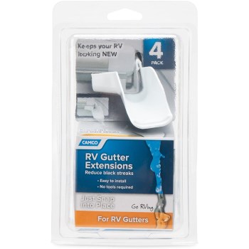 Camco RV Gutter Extensions, White - 4pk