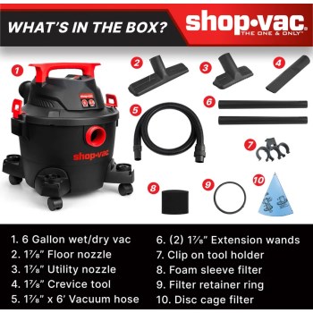 Shop-Vac Wet/Dry Vacuum - 6 Gal, 4.5 Peak HP