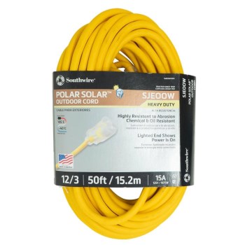 Extension Cord, Yellow - 12/3, 50 Ft