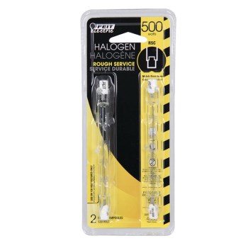 500W T3 Dimmable Halogen Bulb, Warm White - 2pk