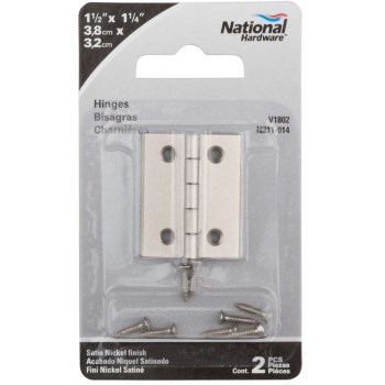 Decorative Broad Hinges, Satin Nickel ~ 1 1/2" x 1 1/4"