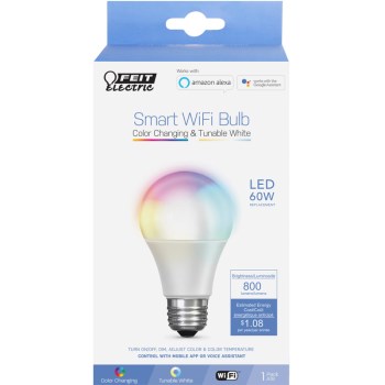 Feit Electric  A800/RGBW/AG Smart Wi-Fi  Color Changing Lightbulb ~ Equal to 60 Watt Bulb