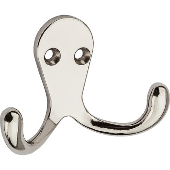 Double Prong Clothes Hook ~ Nickel Finish