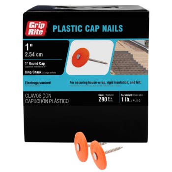 Prime Source Plastic Cap Roofing Nail - 1", 1 Lb