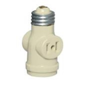 Leviton Twin Socket Adapter, Ivory - 660W/15A