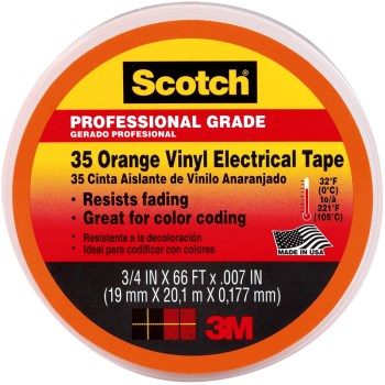 Scotch Vinyl Electrical Tape, Orange ~ 3/4" x 66'