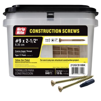 Prime Source #9 x 2-1/2" Gold Construction Screw (10 lb)