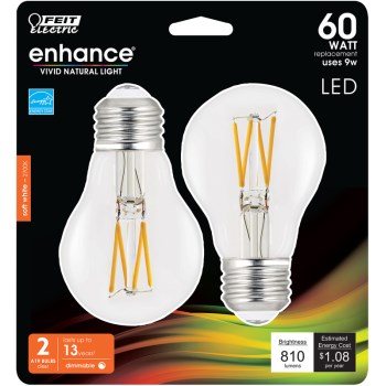 LED A19 Bulb  Soft White    60W Equivalent   2 Pack