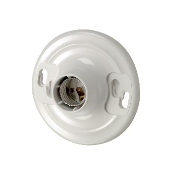 2-Terminal Top Wired Keyless Lampholder, White Plastic