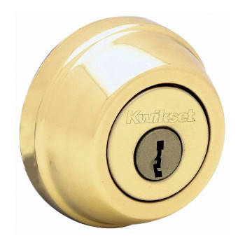 Kwikset 97802-041 Single Cylinder Deadbolt/Pin & Tumbler ~ Polished Brass Finish