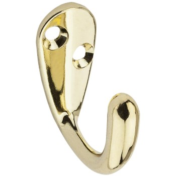Single Clothes Hook, 2-Pack - Brass