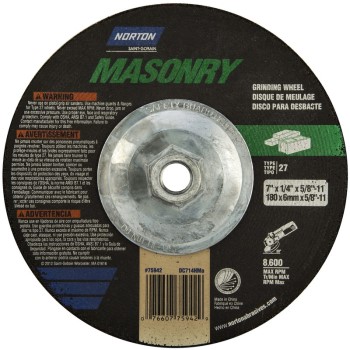 Masonry Grinding Wheel, 7 x 1/4 x 5/8-11 