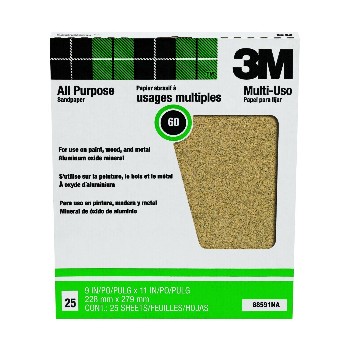 3M 051144885916 Sandpaper, All Purpose ~ 60 grit