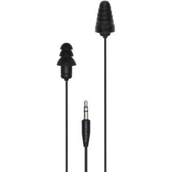 Guardian Earplug-Earbud Hybrid Plugphones, Black ~ 54" Cord