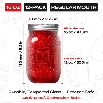 Forjars Regular Mouth Mason Jars 16 oz 
