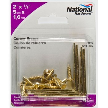 Brass Corner Brace ~ 2 x 5/8 Inches