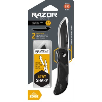Outdoor Edge RazorEDC Lite Carry Knife, Black - 2.5"