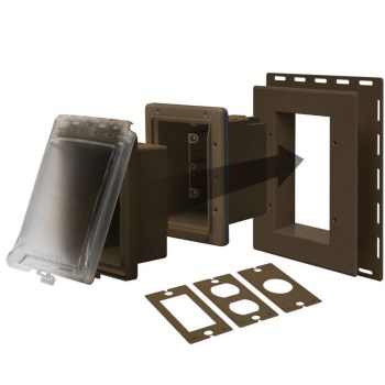 TayMac Outdoor Recessed Wall Outlet Enclosure, Bronze - 1 Gang