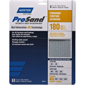 High Performance Sanding Sheets, 180 Fine Grit ~ 9" x 11"