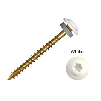 GRK Fasteners 44090 Zip Tip Metal Siding Screw,  White ~ #9 x 1-1/2" 
