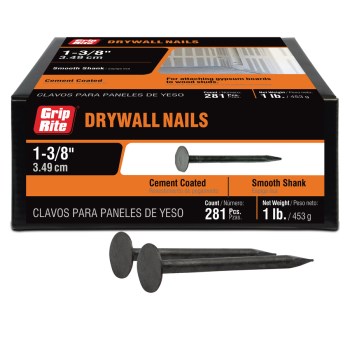 Prime Source Cement Coated Drywall Nail - 1-3/8", 1 Lb