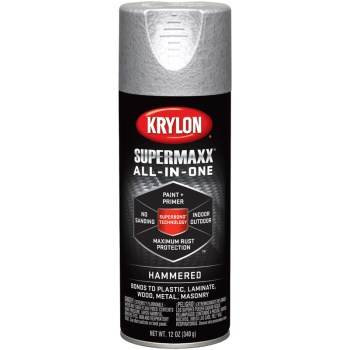 Krylon 8989 Supermaxx Hammered Finish, Silver ~ 12oz Spray