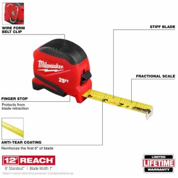 Milwaukee Compact Tape Measure - 25 Ft