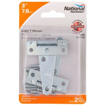 Light Duty T Hinge, Zinc ~ 3"