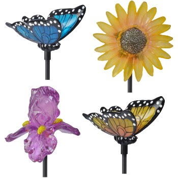 LED Flower & Butterfly Stake Lights, 30"