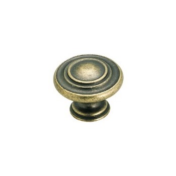 Knob - Weathered Brass Finish - 1 3/8 inch