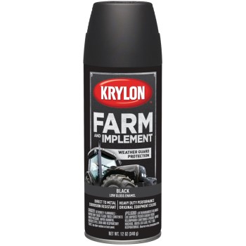 Krylon K01935000 Farm &amp; Implement Spray Paint,  Low Gloss Black  ~ 12 oz Cans