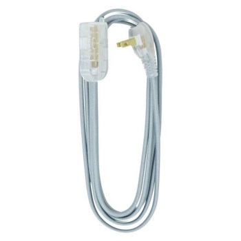 Woods Fabric Extension Cord, Gray - 8 Ft