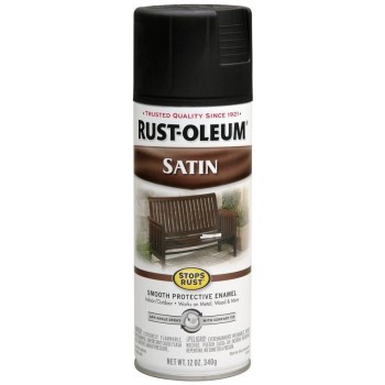 Stops Rust Enamel Spray, Satin Black - 12 oz