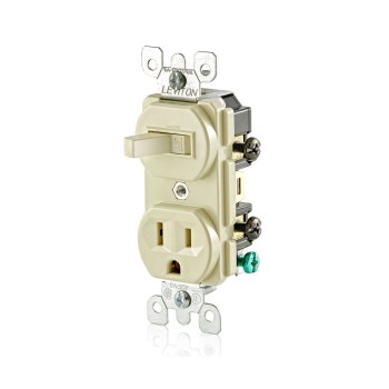Combo Switch and Outlet, Grounded - 15 Amp, Light Almond