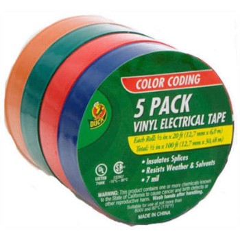 Shurtech 299020 Electrical Tape, Assorted Colors/5 Pak ~ 1/2" X 20 Ft