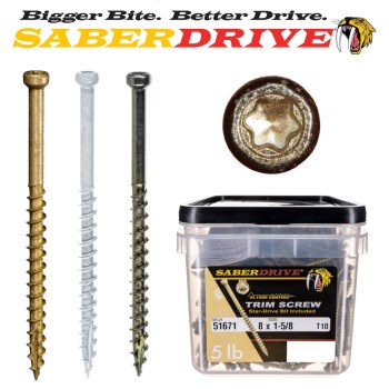 Star Drive Trim Screw, Yellow Zinc - #8 x 1-5/8", 1 Lb