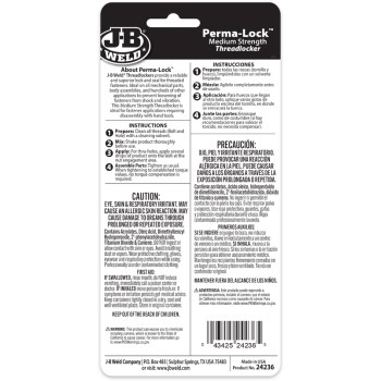 J-B Weld Perma-Lock Threadlocker, Blue - 36 ml