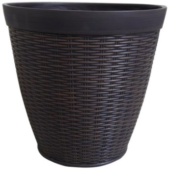 Southern Patio HDR-054764 Jamaica Design Resin Wicker Round Planter,  Brown ~ Approx 15"