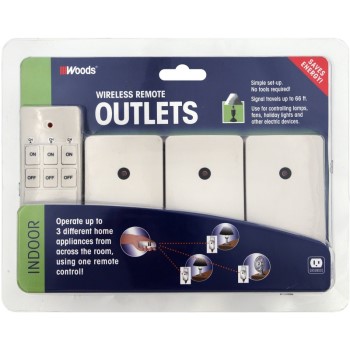 Woods Outdoor Wireless Remote, 3 Outlet