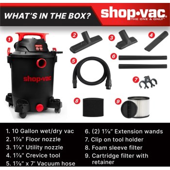 Shop-Vac Wet/Dry Vacuum - 10 Gal, 4.5 Peak HP